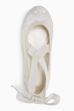 Ivory Embellished Ballet Shoes (Older Girls)